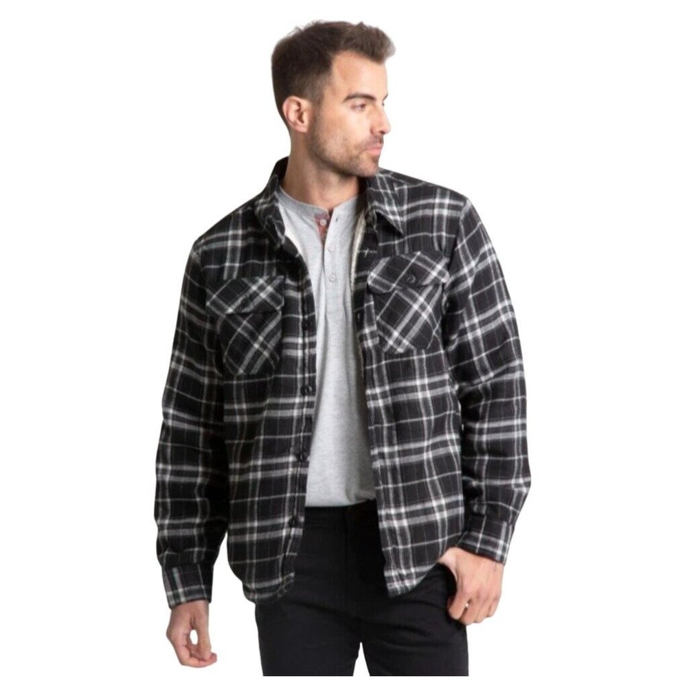 JACHS NY Flannel Shirt Jacket with Sherpa Lining
